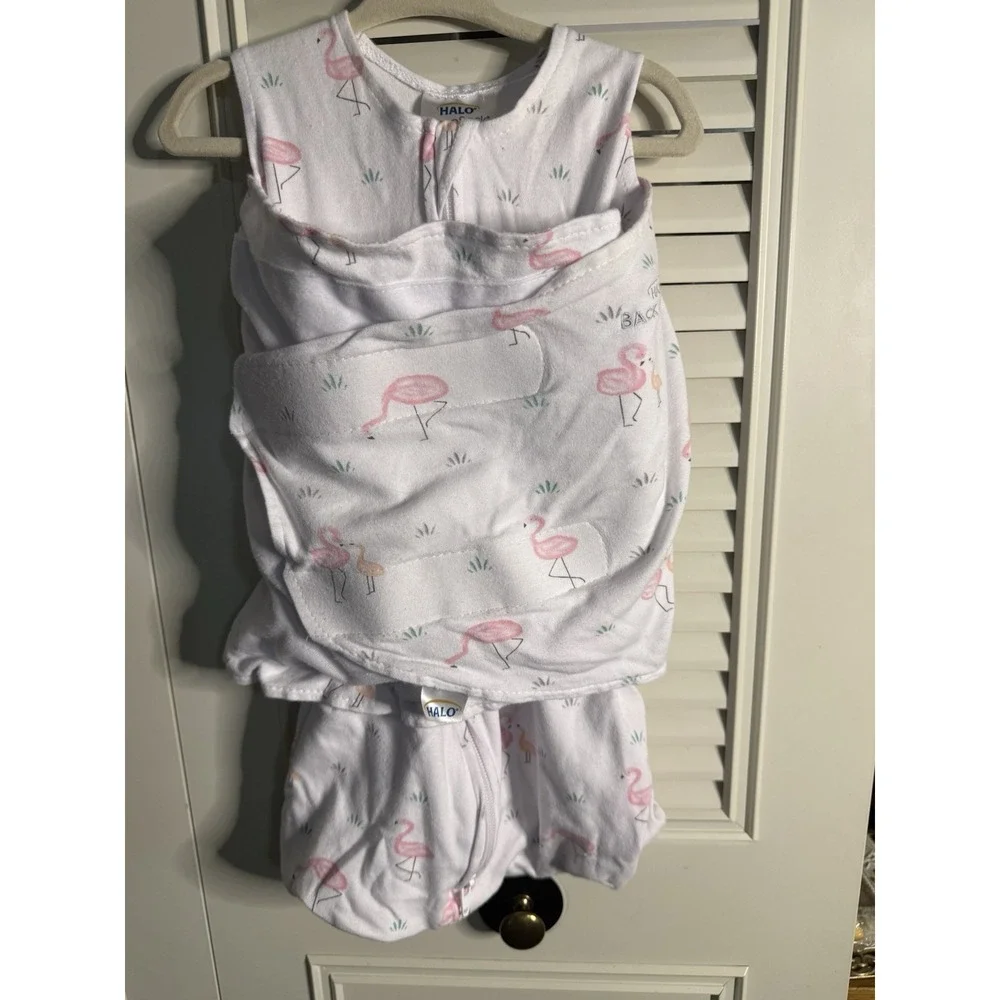 Halo Baby Cotton Sleep Sack Swaddle Size Small 0-3 Months Pink Flamingos